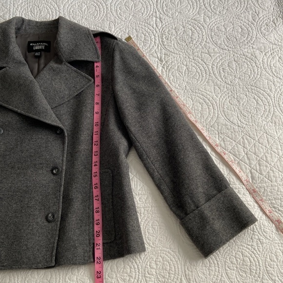 Emanuel Ungaro Tweed Wool Pea Coat Gray 10 or M - Picture 12 of 16